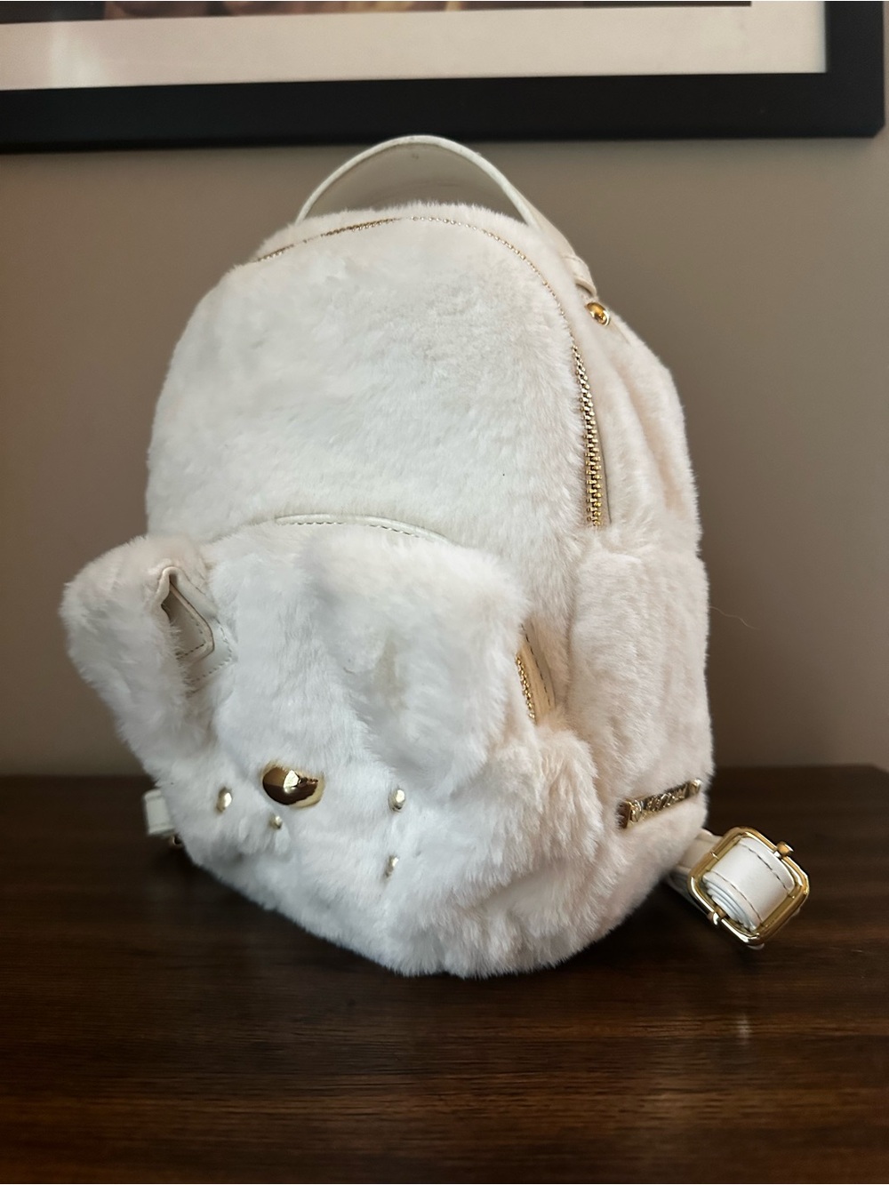 Betsey Johnson Convertible Mini Faux Fur Dog Backpack